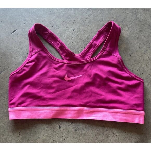 NIKE Women’s Size Medium DRI-FIT Support Sports Yoga/Gym Bra-Magenta Pink - Picture 2 of 10